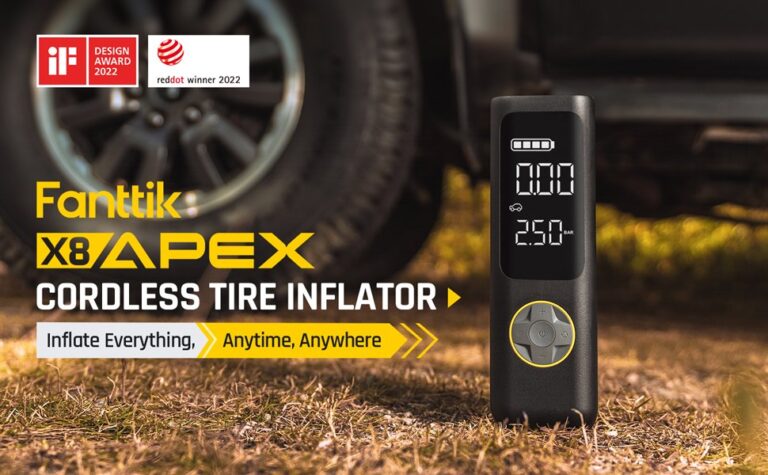 Fanttik X8 APEX cordless tire inflator with digital pressure display